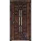 Дверь входная уличная Викинг, цвет лиственница мореная + черная патина, панель - викинг цвет слоновая кость + черная патина