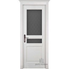 Дверь межкомнатная Гармония массив эмаль белая остекленная