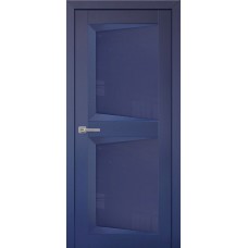 Дверь межкомнатная Перфекто 104 покрытие soft touch синий бархат остекленная