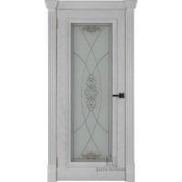 Дверь межкомнатная Тоскана витраж Мираж (широкий фигурный багет) натуральный шпон дуб perla остекленная