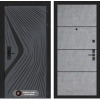 Входная дверь LEOLAB 25 - Бетон светлый, черный молдинг