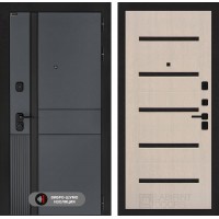 Входная дверь EVOLAB 01 - Беленый дуб, стекло черное