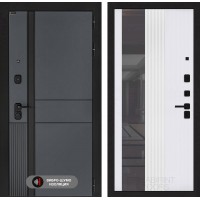 Входная дверь EVOLAB с Зеркалом 32 тонированным - Белый рельеф софт