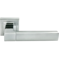 Ручка дверная FUKOKU MH-28 SC/CP-S раздельная на квадратной розетке, цвет мат.хром/хром, ЦАМ