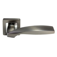 Ручка дверная SHELL MH-45 GR/CP-S55 раздельная на квадратной розетке, цвет графит/хром, ЦАМ Light