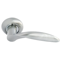 Ручка дверная ПОРТАЛ MH-07 SN раздельная на круглой розетке, цвет белый никель, ЦАМ