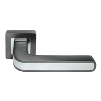 Ручка дверная EON MH-46 GR/CP-S55 раздельная на квадратной розетке, цвет графит/хром, ЦАМ Light