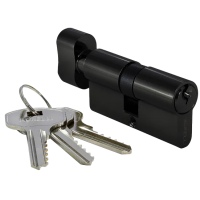 60CK BL, ключевой цилиндр с заверткой (60мм), цвет - черный