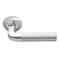 Ручка дверная МОЗАИКА MH-11 SN/CP раздельная на круглой розетке, цвет бел.никель/хром, ЦАМ