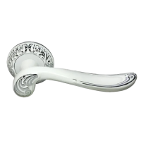 Ручка дверная GIUSEPPE MH-22-CLP W/PC раздельная на круглом основании, цвет белая эмаль/хром, ЦАМ