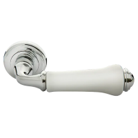 Ручка дверная UMBERTO MH-41-CLASSIC PC/W раздельная на круглой розетке, цвет- хром/белый, ЦАМ