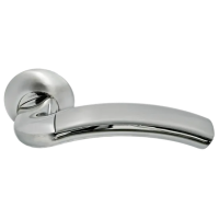 Ручка дверная ПАЛАЦЦО MH-02 SN/CP раздельная на круглой розетке, цвет бел. никель/хром, ЦАМ