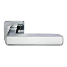 Ручка дверная FLEX MH-44 SC/W-S55 раздельная на квадратной розетке, цвет матовый хром/белый, ЦАМ Light