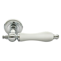 Ручка дверная MART MH-42-CLASSIC PC/W на круглом основании, цвет хром/белый, ЦАМ