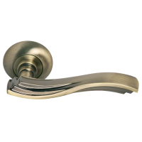Ручка дверная МИРАЖ MH-14 MAB раздельная на круглой розетке, цвет ант.бронза, ЦАМ