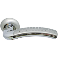 Ручка дверная ПАЛАЦЦО MH-02P SN/CP на круглой розетке, цвет бел. никель/хром с перфорацией, ЦАМ