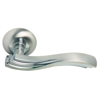 Ручка дверная МИРАЖ MH-14 SN/CP раздельная на круглой розетке, цвет бел.никель/хром, ЦАМ