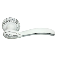 Ручка дверная CATHERINE MH-36-CLP W/PC раздельная на круглом основании, цвет белая эмаль/хром, ЦАМ Light