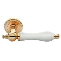 Ручка дверная MART MH-42-CLASSIC PG/W раздельная на круглой розетке, цвет золото/белый, ЦАМ