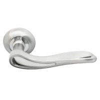 Ручка дверная LONDON EYE MH-26 SC/CP раздельная на круглой розетке, цвет мат.хром/хром, ЦАМ