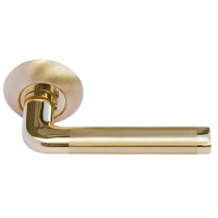 Ручка дверная КОЛОННА MH-03 SG/GP раздельная на круглой розетке, цвет мат.золото/золото, ЦАМ