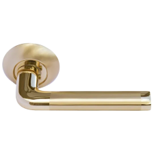 Ручка дверная КОЛОННА MH-03 SG/GP раздельная на круглой розетке, цвет мат.золото/золото, ЦАМ