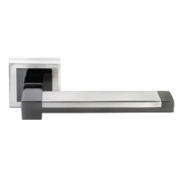 Ручка дверная SANIBEL MH-39 SN/BN-S раздельная на квадратной розетке, цвет бел. никель/черн. никель, ЦАМ Light