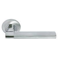 Ручка дверная AGBAR MH-21 SC/CP раздельная на круглой розетке, цвет мат.хром/хром, ЦАМ