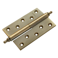 Петля карточная разъемная MB 120X80X3.5 AB L C латунная с коронкой левая, врезная, цвет античная бронза