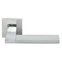 Ручка дверная YSTAD MH-47-S6 SC/CP на квадртаной накладке, цвет мат.хром/хром, ЦАМ