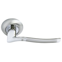 Ручка дверная ФОНТАН MH-04 SN/CP раздельная на круглой розетке, цвет бел. никель/хром, ЦАМ