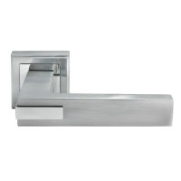 Ручка дверная JURA MH-43 SC/CP-S раздельная на квадратном основании, цвет мат.хром/хром, ЦАМ Light