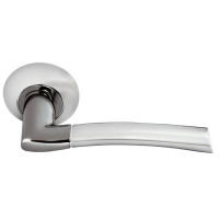 Ручка дверная ПИЗА MH-06 SN/BN раздельная на круглой розетке, цвет бел. никель/черн. никель,ЦАМ Light