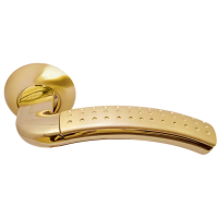 Ручка дверная ПАЛАЦЦО MH-02P SG/GP раздельная на круглом основании, цвет мат.золото/золото,с перфорацией, ЦАМ