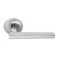 Ручка дверная BRIDGE MH-25 SC/CP раздельная на круглом основании, цвет мат.хром/хром, ЦАМ