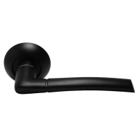 Ручка дверная ПИЗА MH-06 BL на круглой розетке, цвет черный, ЦАМ Light