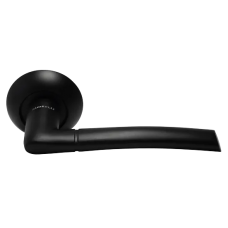 Ручка дверная ПИЗА MH-06 BL на круглой розетке, цвет черный, ЦАМ Light