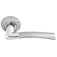 Ручка дверная ПИЗА MH-06 SN/CP на круглом основании, цвет бел.никель/хром, ЦАМ Light