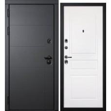 Дверь Э-1 / Смальта-01 Серый софт / Белый ral 9003