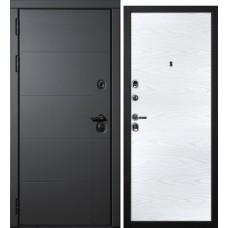 Дверь Э-1 / Гладкая Серый софт / Дуб скай белый