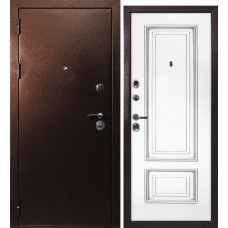 Дверь С-3/Смальта-08 Антик медный / Белый ral 9003  патина серебро