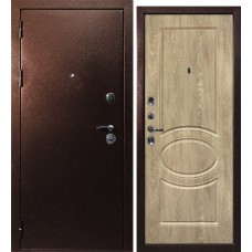 Дверь С-3/Сиена-1 Антик медный / Дуб песочный
