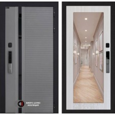 Входная дверь Пиано Смарт 2.0 с зеркалом 18 - Сандал белый