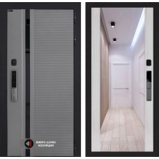 Входная дверь Пиано Смарт 2.0 с зеркалом Максимум - Сандал белый