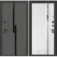 Входная дверь CARBON 31 - Белый софт, зеркальная вставка с тонировкой