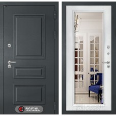 Входная дверь Атлантик с Зеркалом Фацет - Белый софт