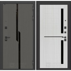 Входная дверь CARBON 02 - Сандал белый, стекло черное