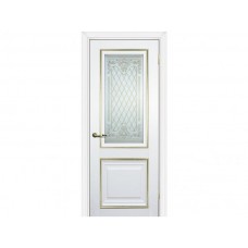 Межкомнатная дверь PROFILO PORTE PSCL-27, Белый со стеклом Белое, заливной витраж золото рис. Готика, двухсторонний