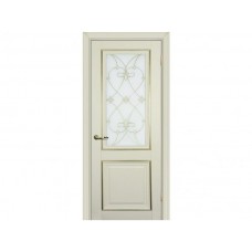 Межкомнатная дверь PROFILO PORTE PSCL-27, Магнолия со стеклом Белое, заливной витраж золото рис. Калипсо, двухсторонний