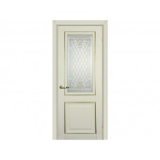 Межкомнатная дверь PROFILO PORTE PSCL-27, Магнолия со стеклом Белое, заливной витраж золото рис. Готика, двухсторонний